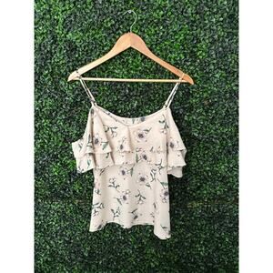 Lydelle, Cream Floral, spaghetti strap, Women’s size L,